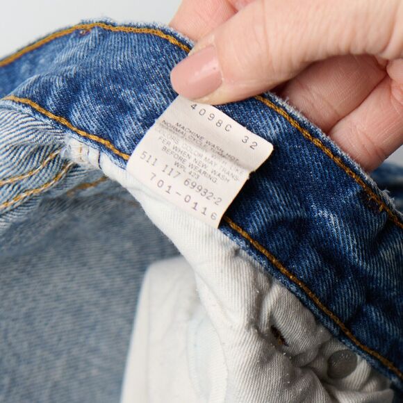 Vintage 90s Levi’s 701 Student Jeans W31 L34 Blue Denim USA Made Distressed wear - Picture 13 of 13